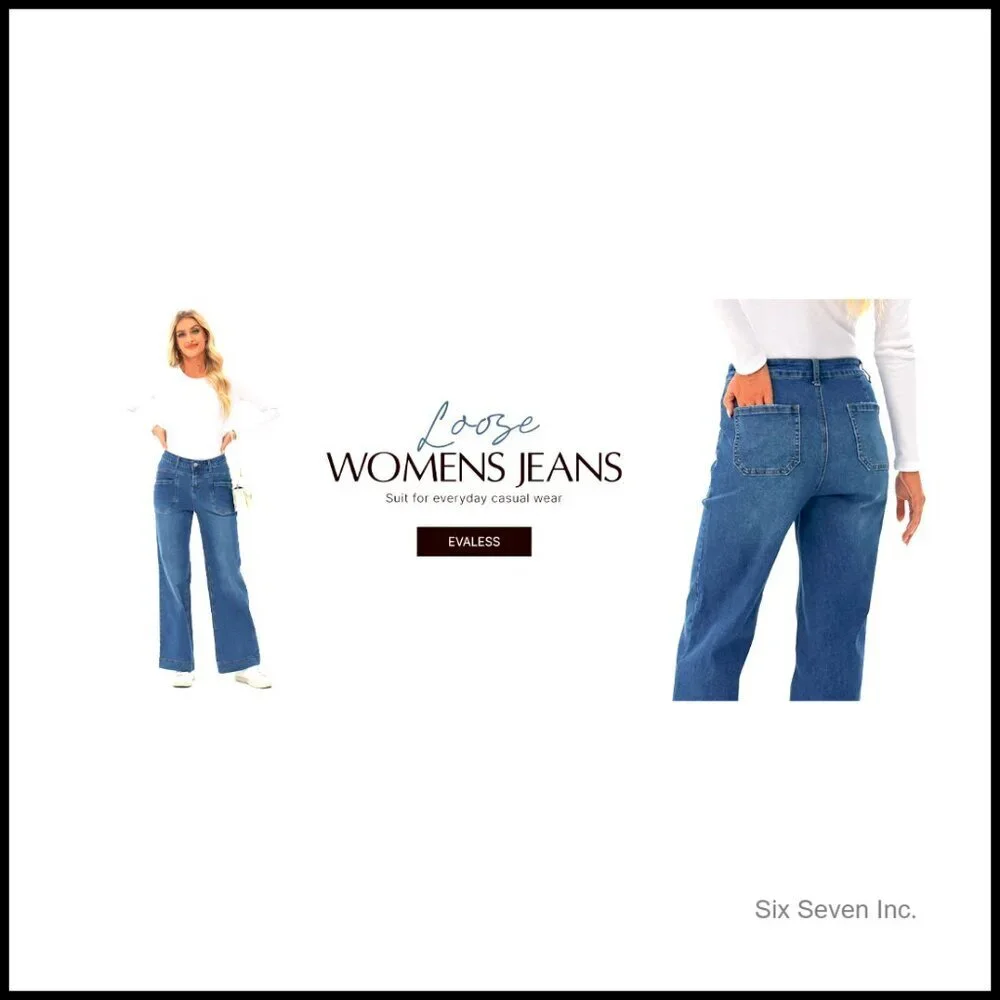 Wide Leg Bootcut Jeans High Waisted Stretchy Denim Trendy Y2K Chic